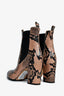 Paris Texas Blush/Black Snake Embossed Pointed Toe Ankle Boots Size 38