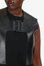Celine by Phoebe Pilo Black Leather/Wool Belt Detail Midi Sleeveless Dress Size 40
