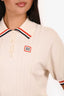 Miu Miu Cream/Red/Navy Knitted Short Sleeves Cropped Polo Top Est. Size S