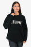 Celine Black Wool Ribbed Logo Long Sleeve Sweater Size M