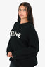 Celine Black Wool Ribbed Logo Long Sleeve Sweater Size M