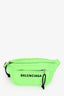 Balenciaga Neon Green Canvas Logo Belt Bag