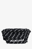 Balenciaga Black/White Gradient Logo Print Nylon Belt Bag