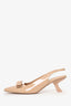 Salvatore Ferragamo Beige Patent Vara Bow Leather Slingback Pumps Size 10