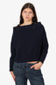 Miu Miu Navy Cashmere Bow Off-the-shoulder Sweater Size 38