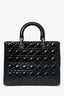 Christian Dior 2009 Black Patent Large Lady Dior Top Handle With Strap