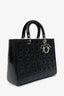 Christian Dior 2009 Black Patent Large Lady Dior Top Handle With Strap