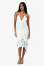 Alexandre Vauthier White Tiered Halterneck Midi Dress Size 38