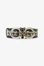 Salvatore Ferragamo Black/Beige Canvas/Leather Gancini Logo Belt
