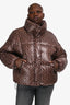 Mackage Brown 'Mylah' Monogram Down Cropped Puffer Jacket Size XL