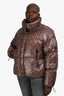 Mackage Brown 'Mylah' Monogram Down Cropped Puffer Jacket Size XL