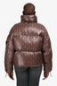Mackage Brown 'Mylah' Monogram Down Cropped Puffer Jacket Size XL