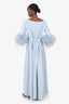 Huishan Zhang Blue Antonia Feather-trimmed Cotton Midi Dress Size 6