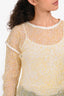 Diotima Yellow Sequins Mesh Long Sleeve Top Size 1