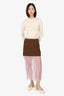 Prada Brown/Pink Contrast-panel Knit Sheered Midi Skirt Size 38