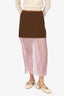 Prada Brown/Pink Contrast-panel Knit Sheered Midi Skirt Size 38