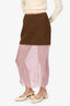 Prada Brown/Pink Contrast-panel Knit Sheered Midi Skirt Size 38