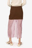 Prada Brown/Pink Contrast-panel Knit Sheered Midi Skirt Size 38