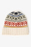 Loro Piana Cream/Red Cashmere Chunky Knit Hat
