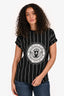 Balmain Black/White Stripe Logo T-Shirt Size 36