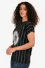 Balmain Black/White Stripe Logo T-Shirt Size 36