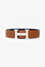Hermès Brown/Black Leather Reversible Silver H Belt Size 80