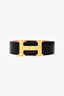 Hermès Black/Orange Leather Reversible Gold H Belt Size 80