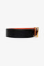 Hermès Black/Orange Leather Reversible Gold H Belt Size 80