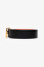 Hermès Black/Orange Leather Reversible Gold H Belt Size 80