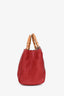 Gucci Red Leather Bamboo Shopping Tote