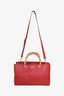 Gucci Red Leather Bamboo Shopping Tote