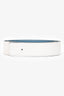 Hermès White/Blue Leather Reversible Belt Strap Size 90