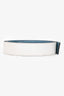 Hermès White/Blue Leather Reversible Belt Strap Size 90