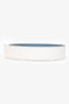 Hermès White/Blue Leather Reversible Belt Strap Size 90