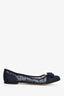 Salvatore Ferragamo Navy Mesh Dot Ballet Flats Size 6.5