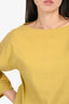 Dries Van Noten Yellow 3/4 Ruched Sleeve Top Size 34