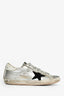 Golden Goose Silver Leather Glitter Star Detail Sneakers Size 37