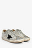 Golden Goose Silver Leather Glitter Star Detail Sneakers Size 37