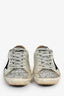 Golden Goose Silver Leather Glitter Star Detail Sneakers Size 37