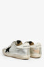 Golden Goose Silver Leather Glitter Star Detail Sneakers Size 37