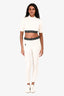 Louis Vuitton White/Black Logo Waistband Crop Top Size 38
