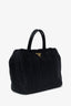 Prada Black Nylon Ruched Top Handle Bag With Strap
