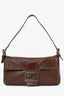 Fendi Brown Leather Baguette Shoulder Bag (Refurbished)