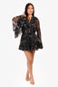 Zimmermann Black/Pink Silk Floral Belted Mini Dress Size 3