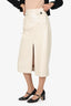 Alexachung Cream Crinkled Faux Patent Leather Midi Skirt Size 12