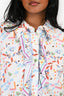 Peter Pilotto White Multicolour Print Ruffled Short Sleeves Button Down Size 4