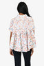 Peter Pilotto White Multicolour Print Ruffled Short Sleeves Button Down Size 4