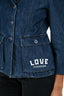 Love Moschino Blue Denim Logo Blazer Size 2