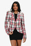 Smythe Pink/White Tartan Patterned Blazer Size 6