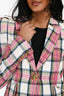 Smythe Pink/White Tartan Patterned Blazer Size 6